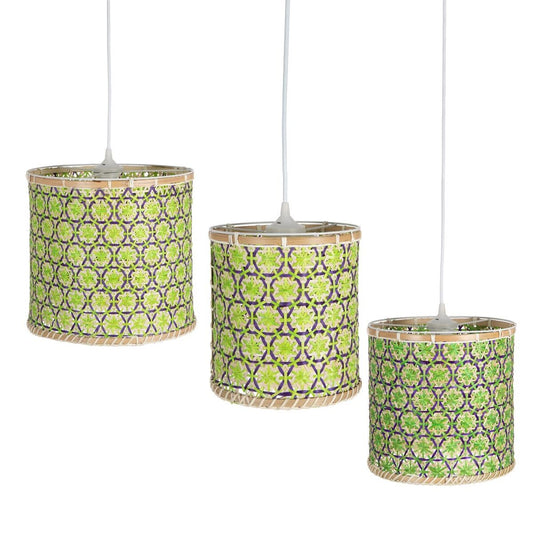 Ceiling Lamp 32 x 32 x 29 cm Natural Green Bamboo 220 V 40 W (3 Units)