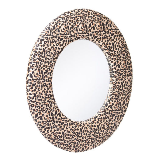 Wall Mirror 48 x 2 x 48 cm Synthetic Fabric Leopard DMF