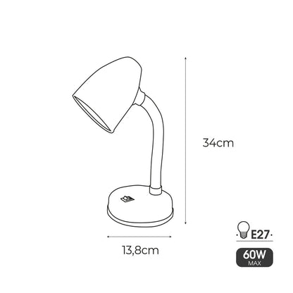 Lámpara de escritorio EDM Amsterdam E27 60 W Flexo/Lámpara de escritorio Metal Naranja (13 x 34 cm)