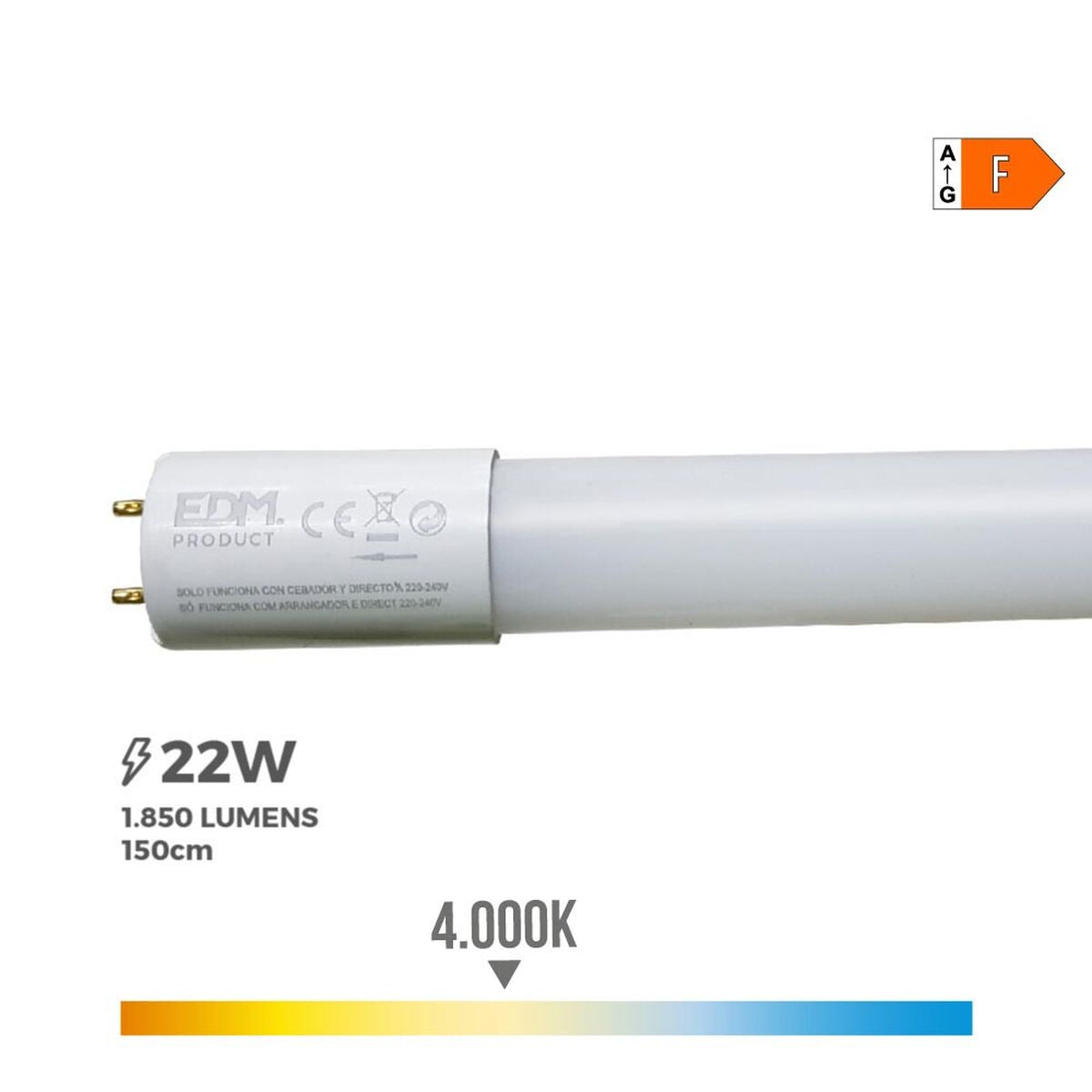 EDM LED tube 1850 Lm A+ T8 22 W (4000 K)