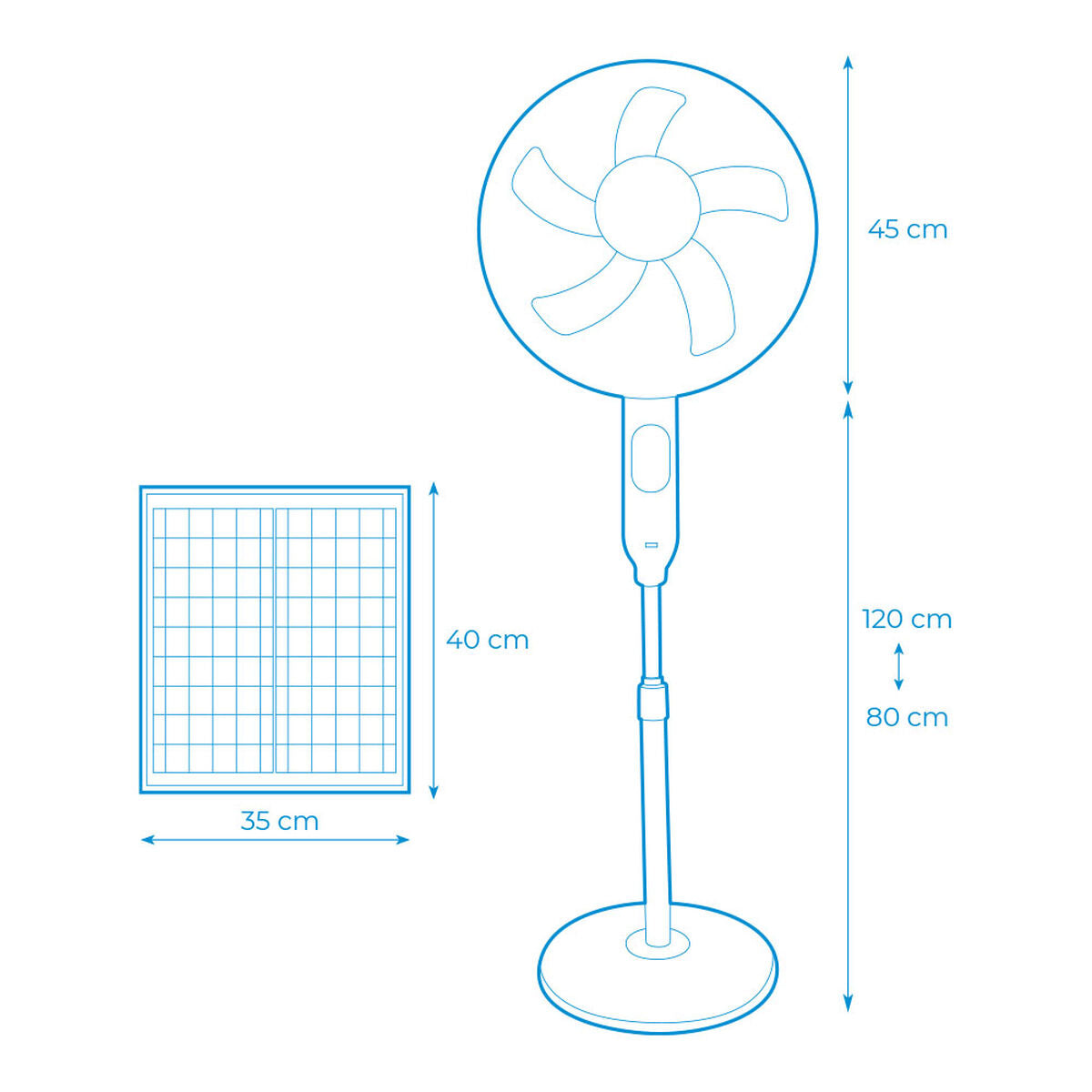 Ventilador de Pie EDM 33523 Blanco 25 W Solar