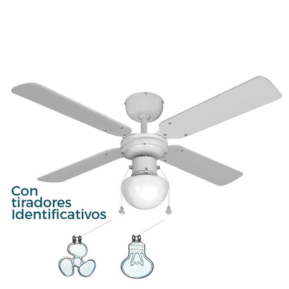 Ventilador de Techo con Luz EDM 33800 Caribe Blanco 50 W