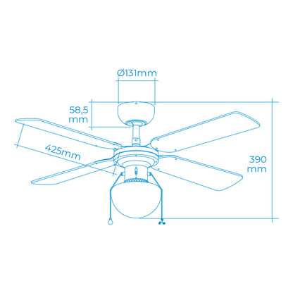 Ventilador de Techo con Luz EDM 33800 Caribe Blanco 50 W