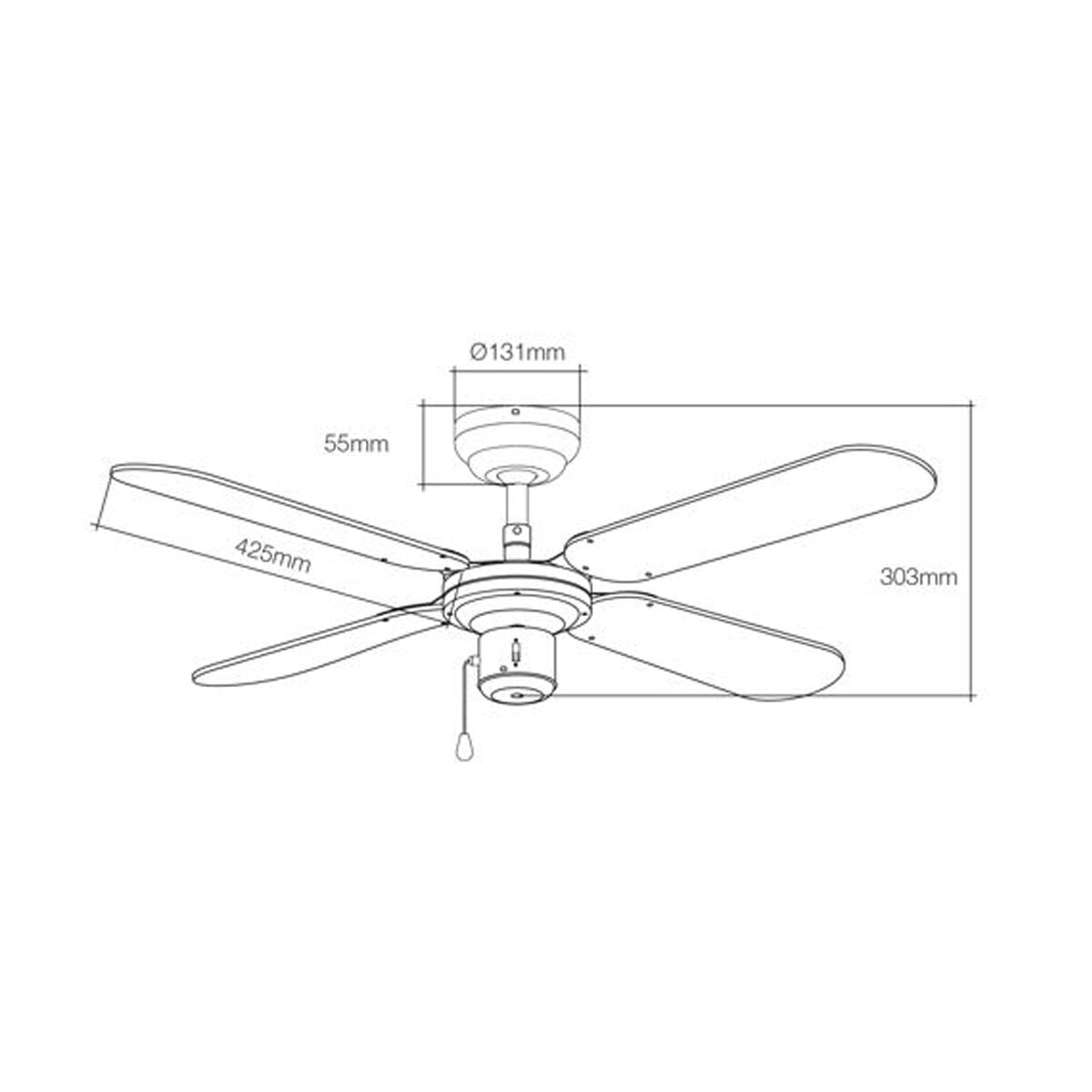 Ventilador de Techo EDM 33802 Báltico Blanco 50 W ø 102 cm