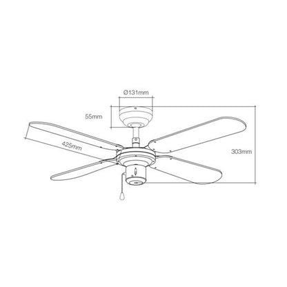 Ventilador de Techo EDM 33802 Báltico Blanco 50 W ø 102 cm