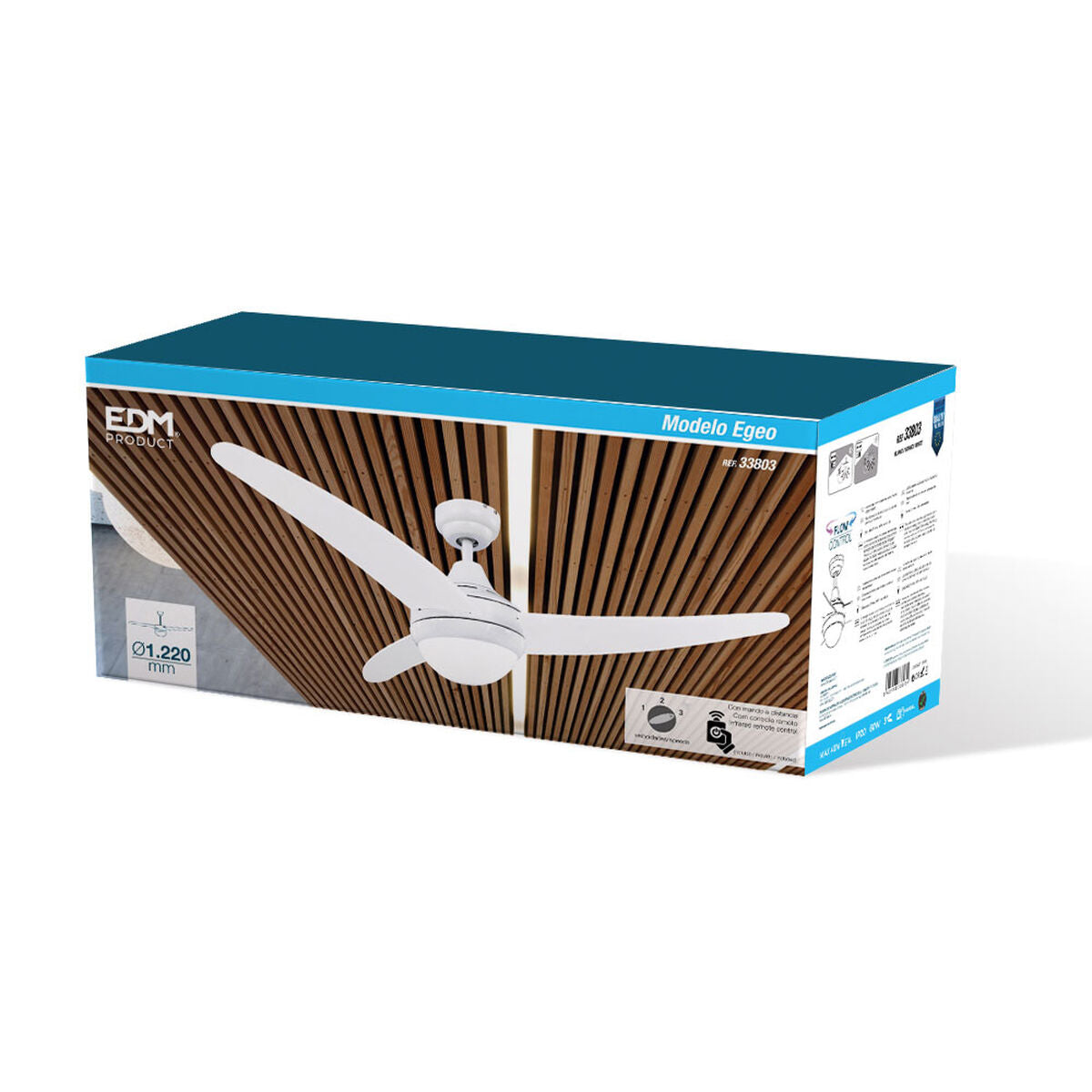 Ventilador de Techo con Luz EDM 33803 Egeo Blanco 60 W