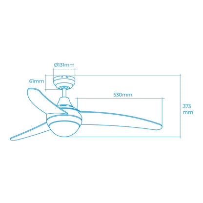 Ceiling Fan with Light EDM 33803 Egeo White 60 W