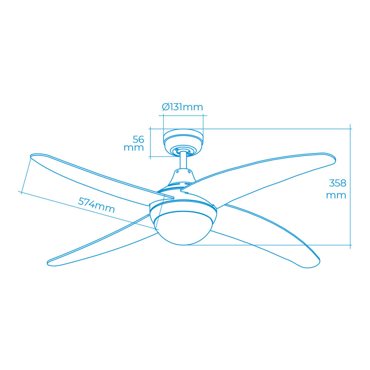 Ventilador de Techo con Luz EDM 33807 Caspio 60 W