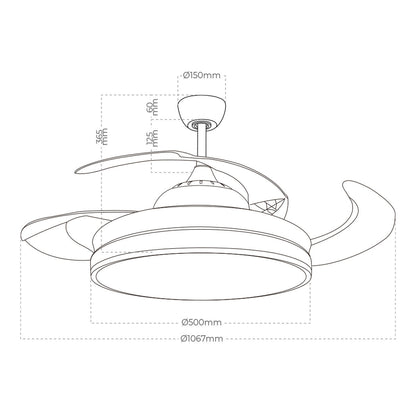 Ceiling Fan with Light EDM 33827 Ross White 35 W 4100 Lm 2190 Lm Retractable