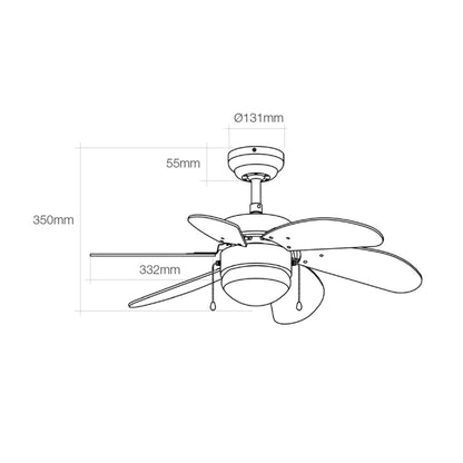 Ventilador de Techo con Luz EDM 33984 Aral Wengue Níquel 50 W