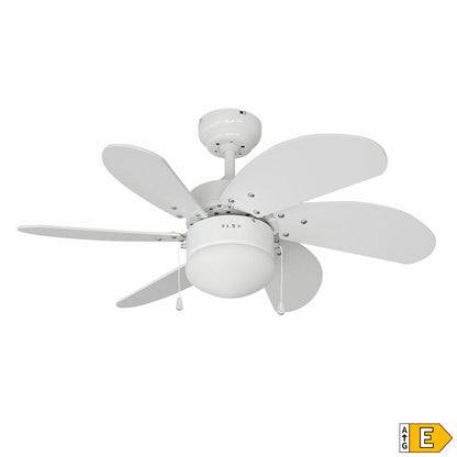 Ventilador de Techo con Luz EDM 33985 Aral Blanco 50 W