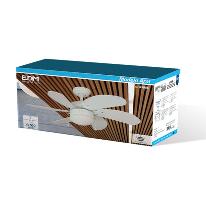 Ventilador de Techo con Luz EDM 33985 Aral Blanco 50 W