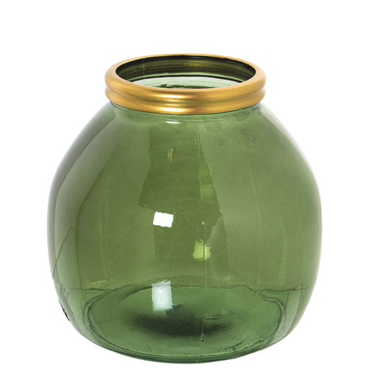 Alexandra House Living Recycled Glass Vase Crystal Green 21 x 20 cm