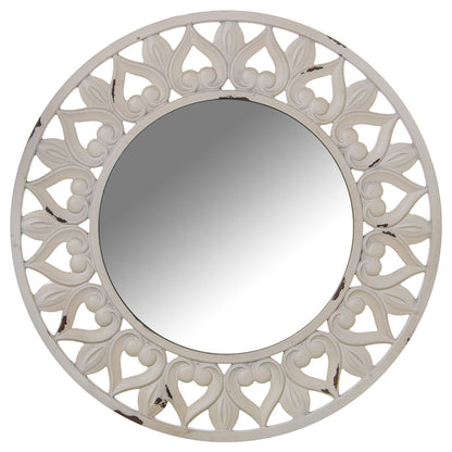 Alexandra House Living Wall Mirror White Wood 5 x 54 x 55 cm Round