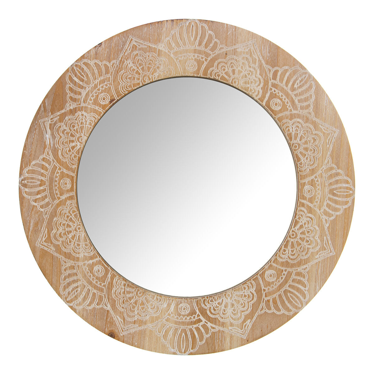 Alexandra House Living Natural Wood Wall Mirror 6 x 54 x 54 cm Round