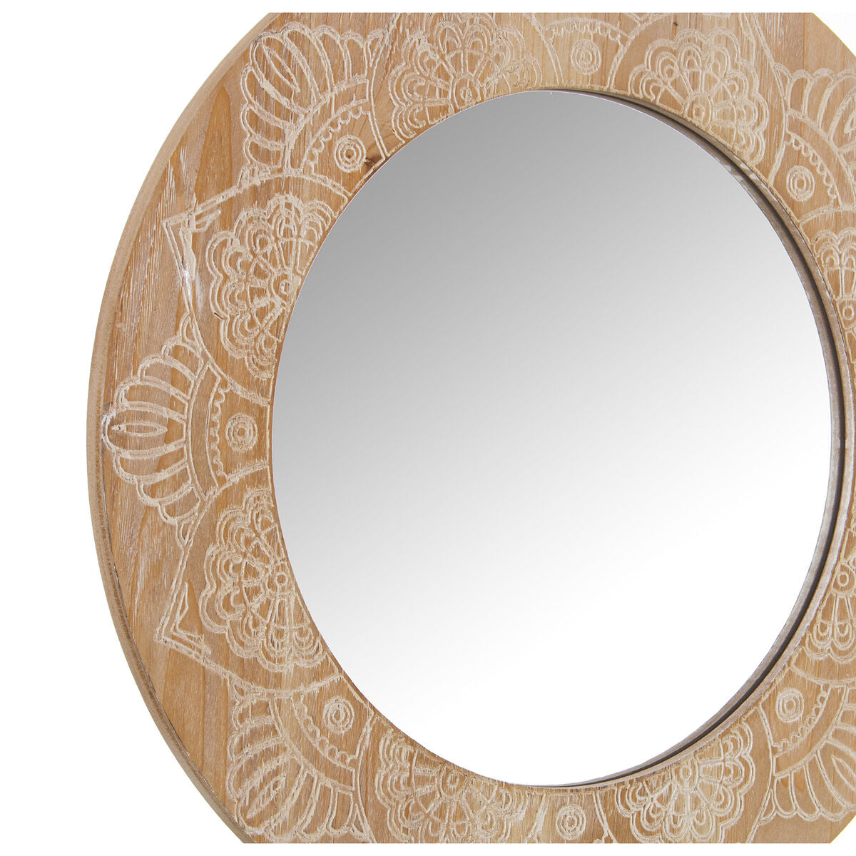 Alexandra House Living Natural Wood Wall Mirror 6 x 54 x 54 cm Round