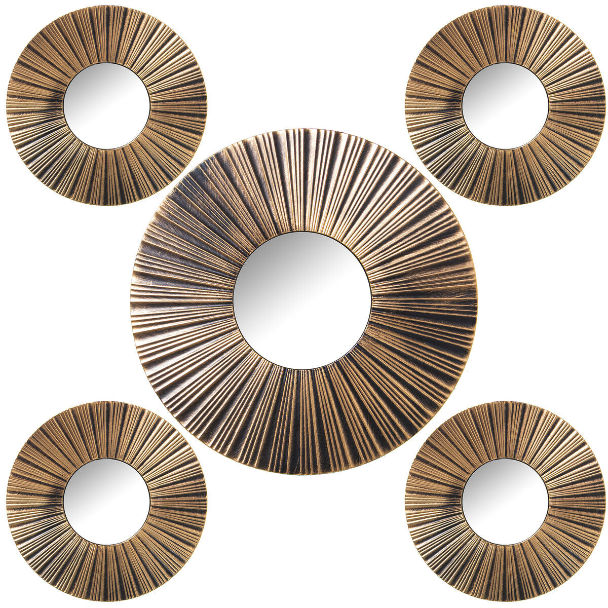 Alexandra House Living Gold Plastic Mirror Set 2 x 88 x 46 cm Round