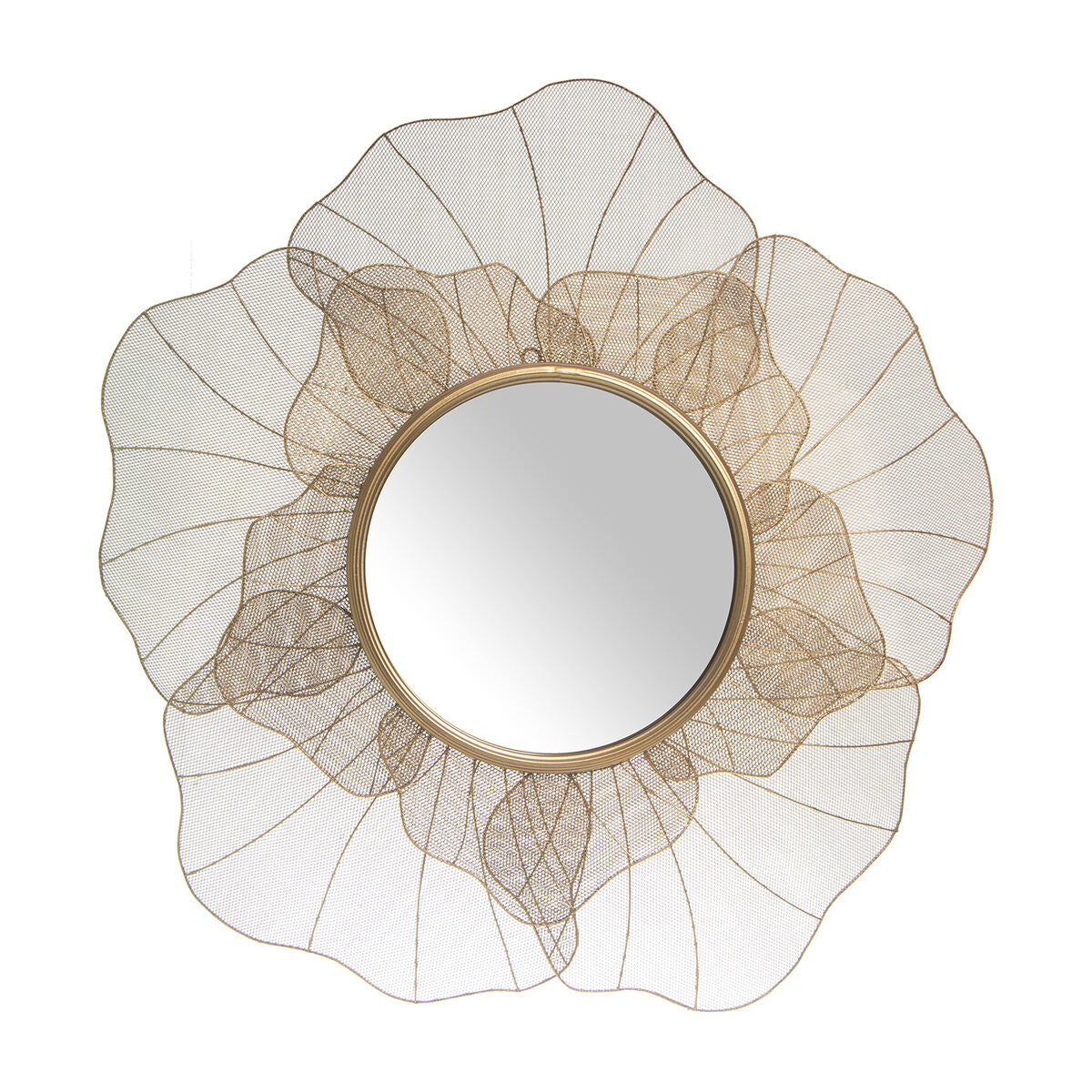 Espejo de pared Alexandra House Living Dorado Metal Flor 5 x 63 x 63 cm