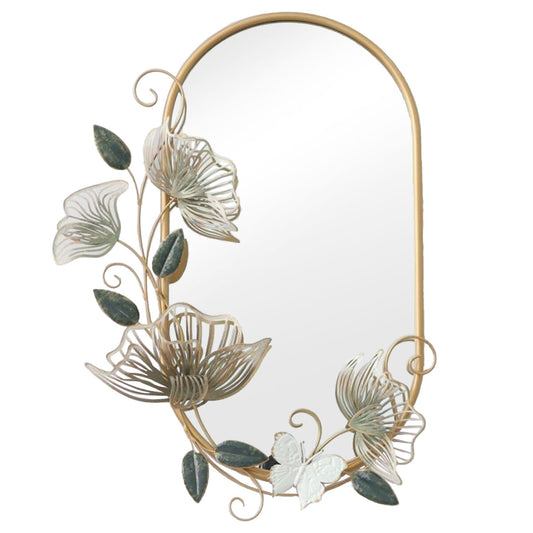 Alexandra House Living Gold Metal Flower Wall Mirror 7 x 49 x 72 cm