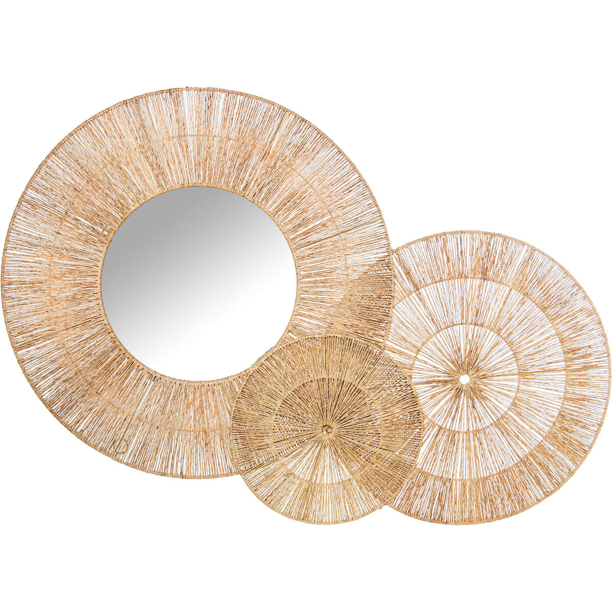 Alexandra House Living Jute Natural Fibre Wall Mirror 4 x 103 x 70 cm Round