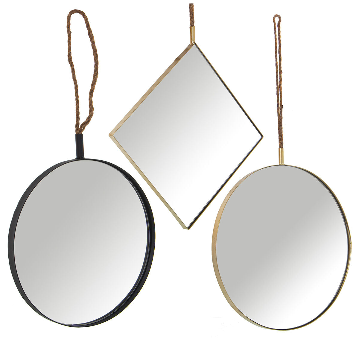 Alexandra House Living Mirror Set Gold Metal 11 x 50 x 50 cm (3 Pieces)