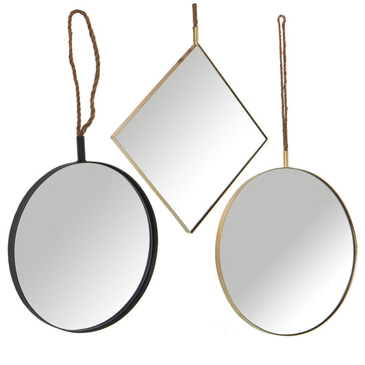 Alexandra House Living Mirror Set Gold Metal 11 x 50 x 50 cm (3 Pieces)