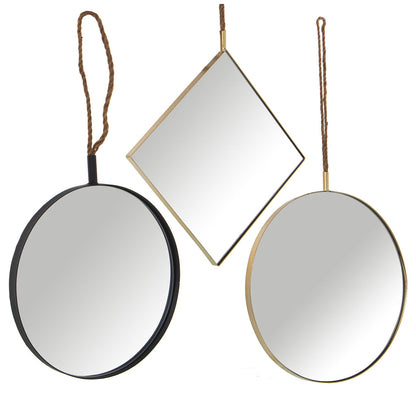 Alexandra House Living Mirror Set Gold Metal 11 x 50 x 50 cm (3 Pieces)