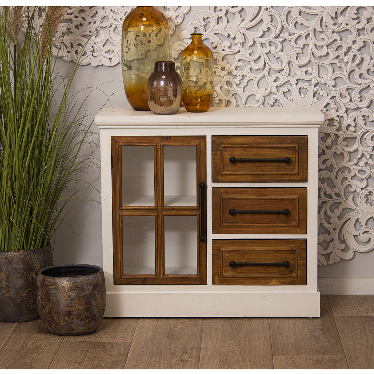 Alexandra House Living Sideboard White Wood 86 x 78 x 34 cm