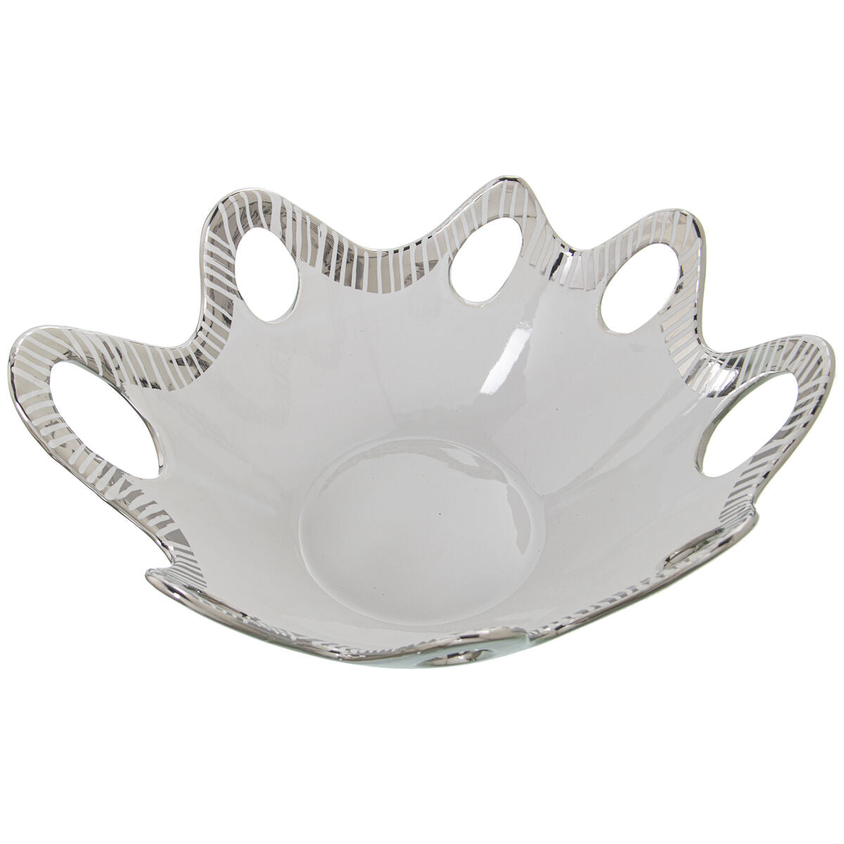 Alexandra House Living Centerpiece Silver White Ceramic 23 x 28 x 13 cm