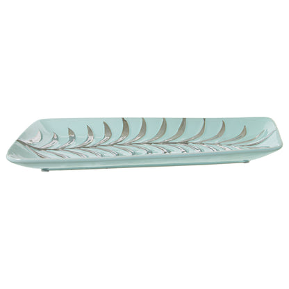 Alexandra House Living Centerpiece Green Silver Ceramic 3 x 18 x 30 cm