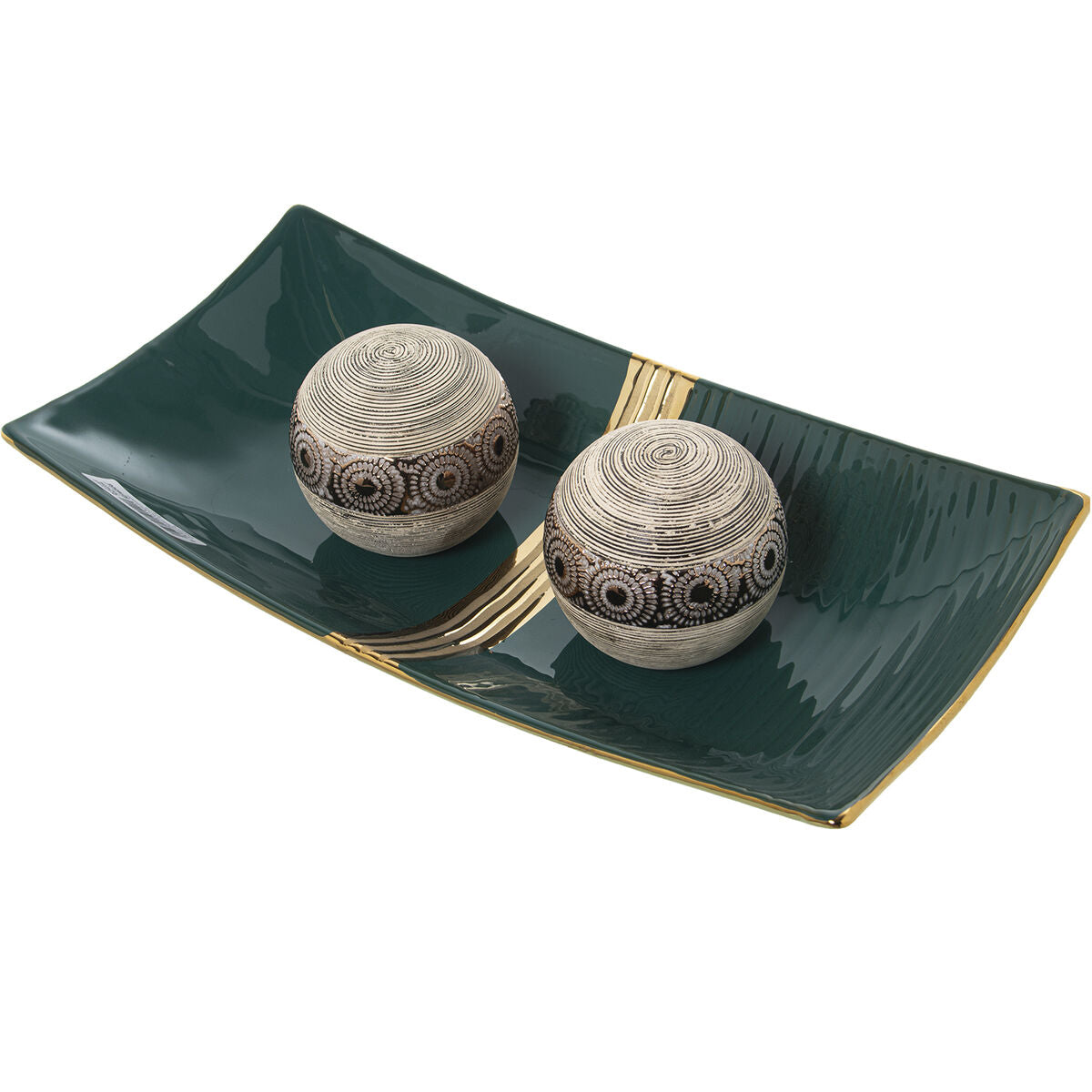 Alexandra House Living Centerpiece Green Golden Ceramic 9 x 18 x 36 cm