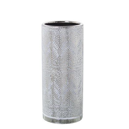 Alexandra House Living Vase White Silver Ceramic 12 x 29 cm