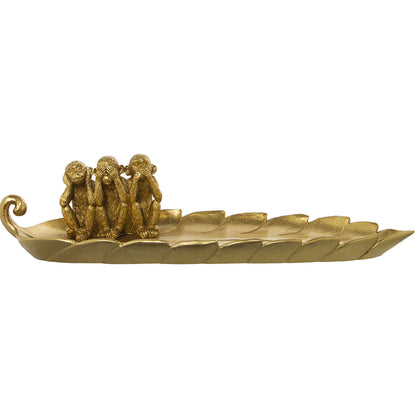 Centerpiece Alexandra House Living Gold Plastic Leaf Monkeys 12 x 18 x 44 cm