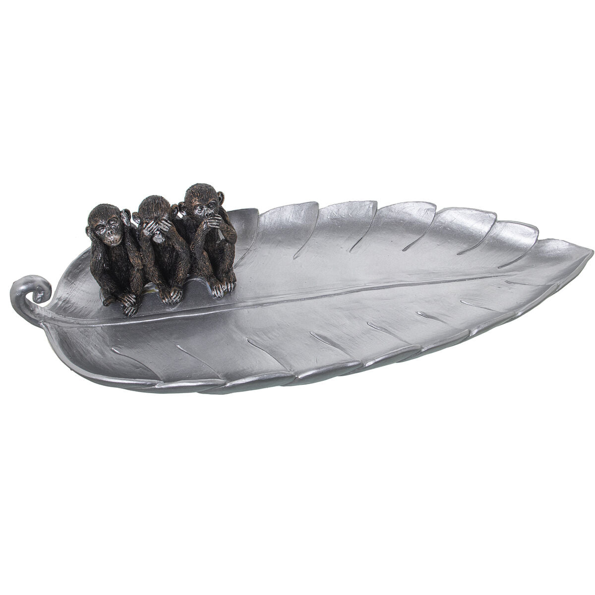 Centerpiece Alexandra House Living Silver Plastic Leaf Monkeys 12 x 18 x 44 cm