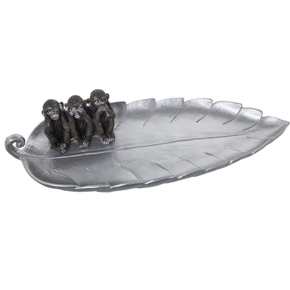 Centerpiece Alexandra House Living Silver Plastic Leaf Monkeys 12 x 18 x 44 cm