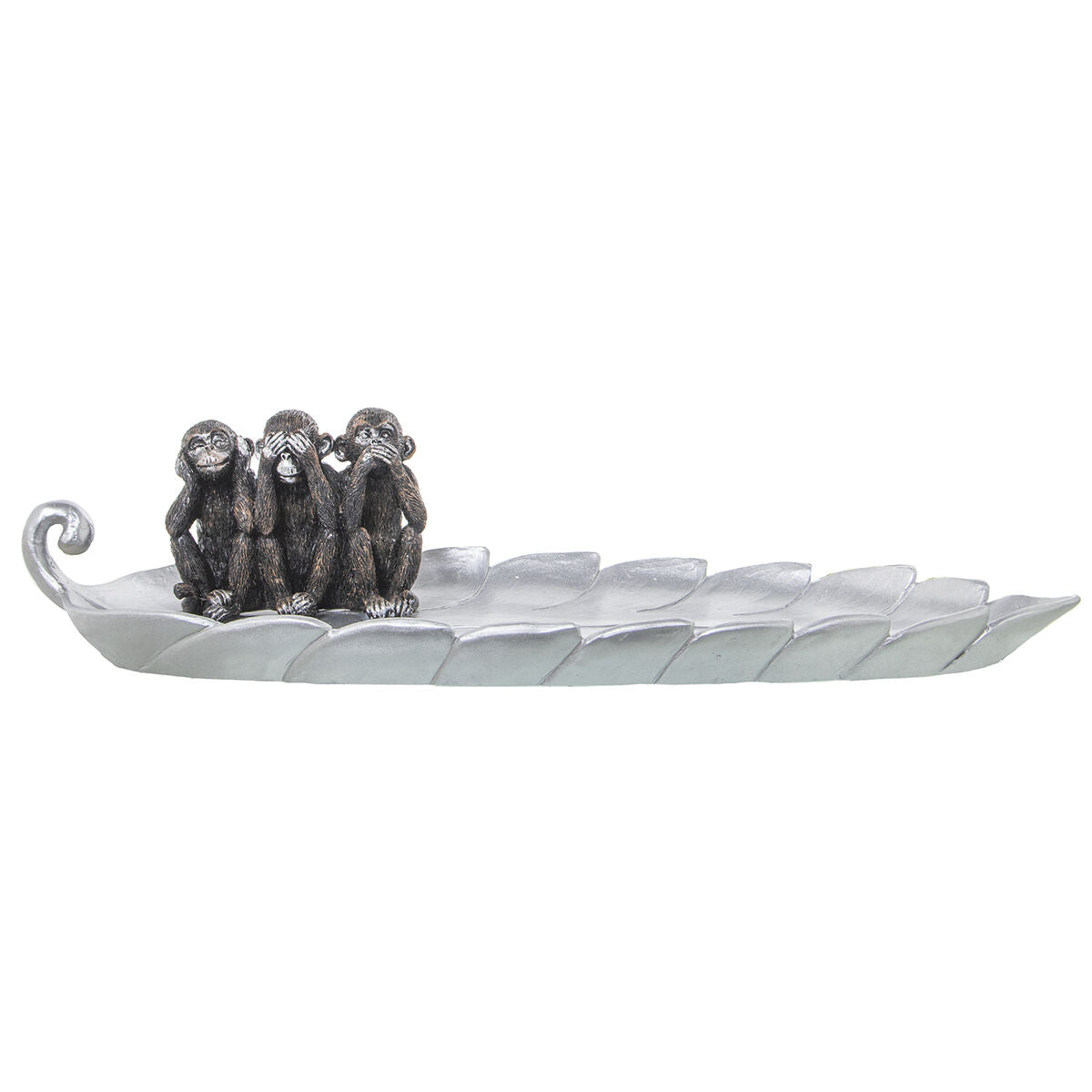 Centerpiece Alexandra House Living Silver Plastic Leaf Monkeys 12 x 18 x 44 cm