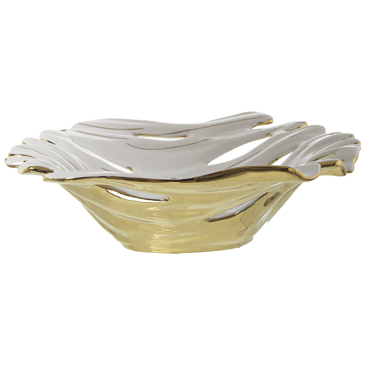 Alexandra House Living Centerpiece White Golden Ceramic 23 x 27 x 7 cm