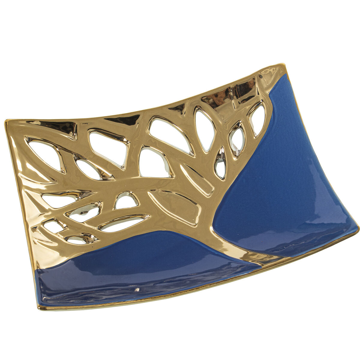 Alexandra House Living Centerpiece Golden Blue 28 x 22 x 6 cm