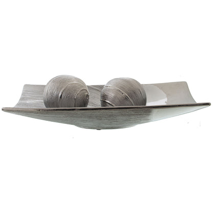 Alexandra House Living Silver Ceramic Centerpiece 7 x 37 x 22 cm