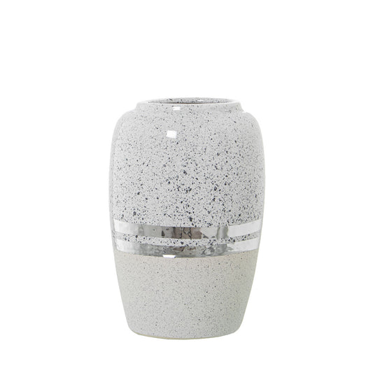 Alexandra House Living Vase White Silver Ceramic 13 x 20 cm