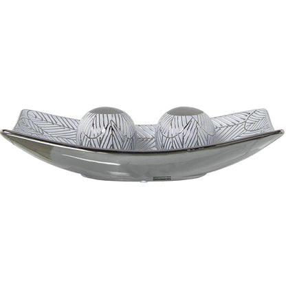 Alexandra House Living Silver Ceramic Centerpiece 9 x 36 x 19 cm