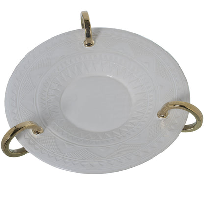 Alexandra House Living Centerpiece White Golden Ceramic 45 x 44 x 14 cm