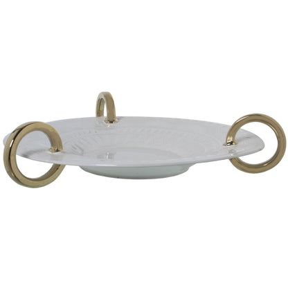 Alexandra House Living Centerpiece White Golden Ceramic 45 x 44 x 14 cm