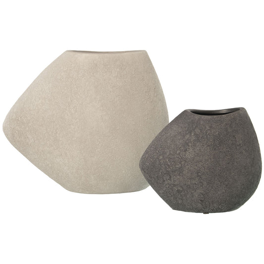 Set de 2 Jarrones Alexandra House Living Blanco Gris Cerámica