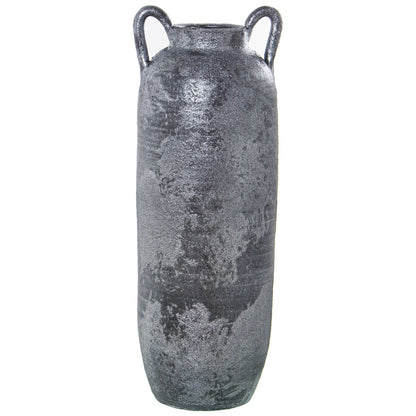 Alexandra House Living Floor Vase Silver Ceramic Antique Finish 17 x 17 x 46 cm With Handles