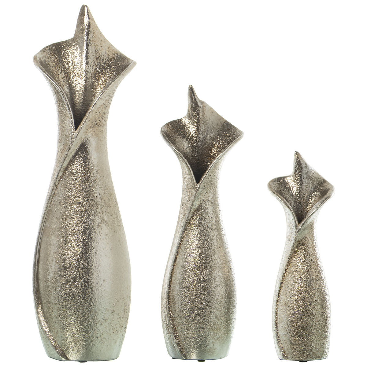 Set of 3 Alexandra House Living Vases Silver Ceramic 13 x 45 x 27 cm (3 Pieces)