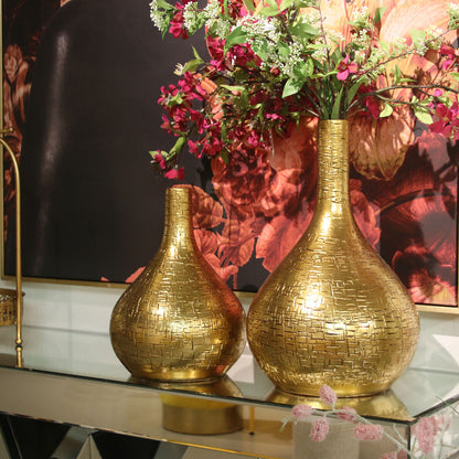 Set of 2 Alexandra House Living Gold Ceramic Vases 24 x 45 x 39 cm (2 Pieces)