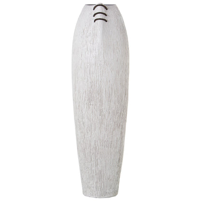 Alexandra House Living Floor Vase White Ceramic Stripes 24 x 24 x 78 cm