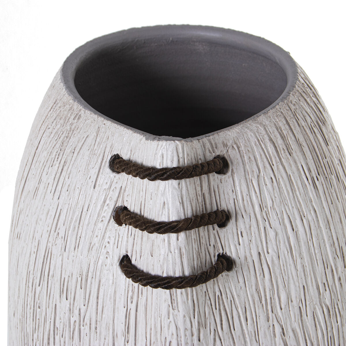 Alexandra House Living Floor Vase White Ceramic Stripes 24 x 24 x 78 cm