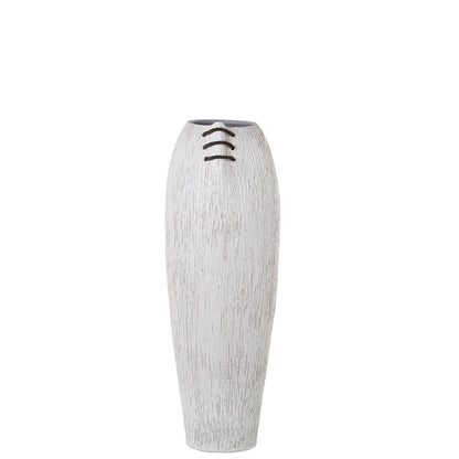 Alexandra House Living Floor Vase White Ceramic Stripes 20 x 20 x 57 cm